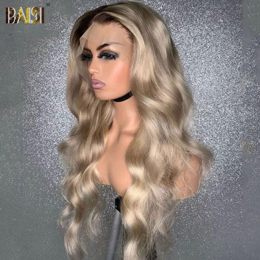 Parrucca frontale BAISI 13X4 con onda corporea a colori # 1B18A in capelli umani veri al 100%