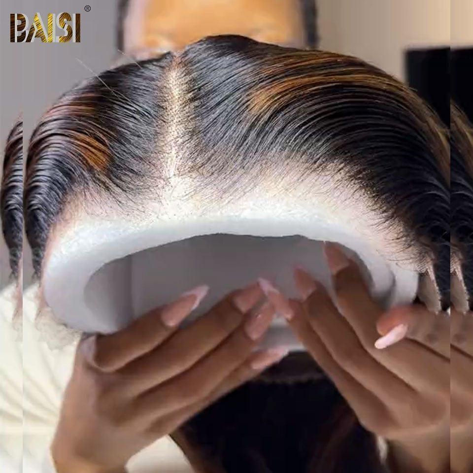 BAISI 13X4 Straight Bob Wig Two-Tone #1B#30 Pre-plucked No Glue Needed 100% Raw Hair Lace Already Cut