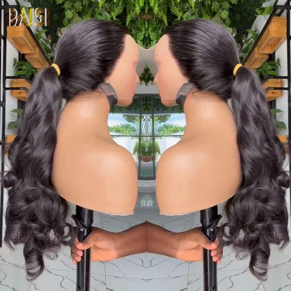 BAISI Bouclé Body wave 13x4 Densité 250% avec frontale Perruque de luxe haute de gamme plus de 10 ans d' utilisation