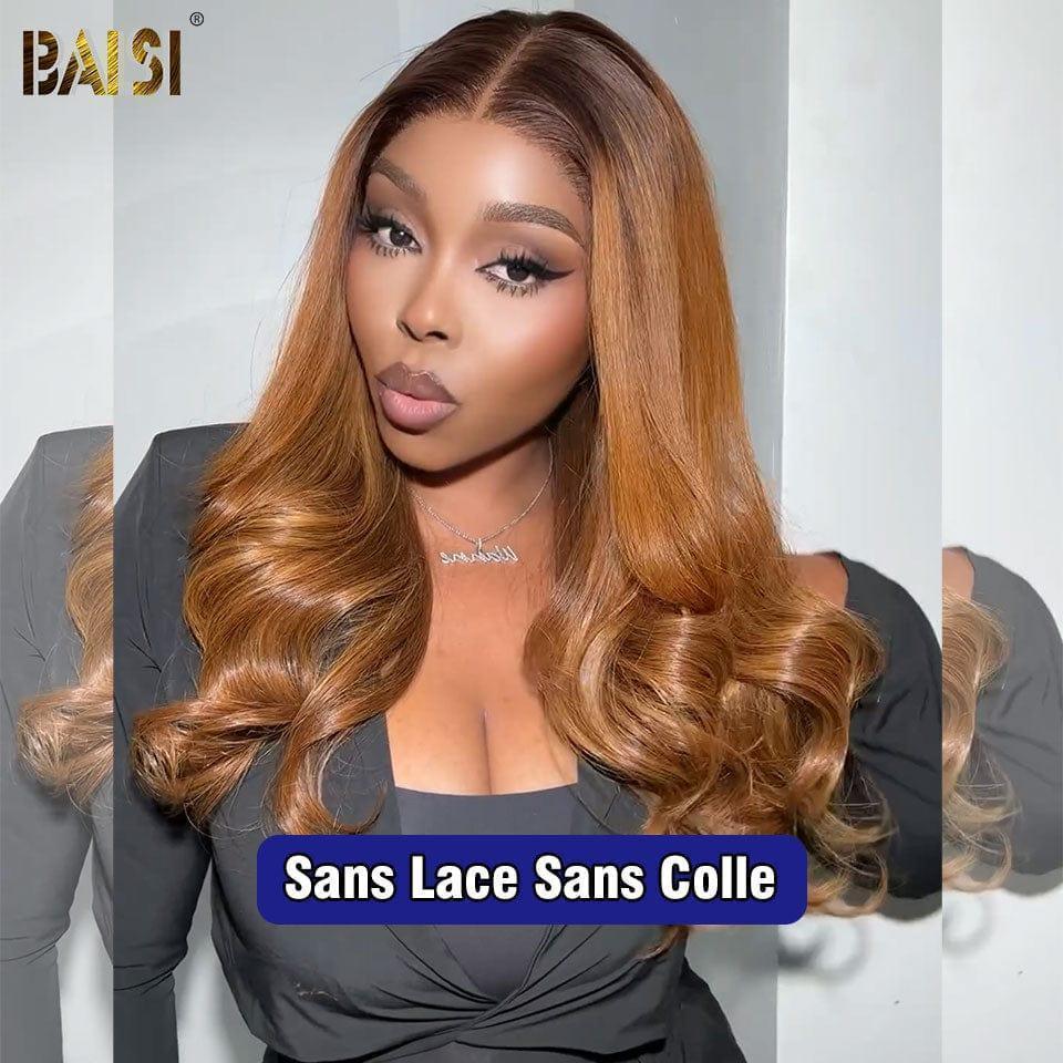 BAISI 13x4 Frontal Wig Body wave in color 4T#30 Pre-plucked No Glue Needed in 100% Raw Hair Lace already cut