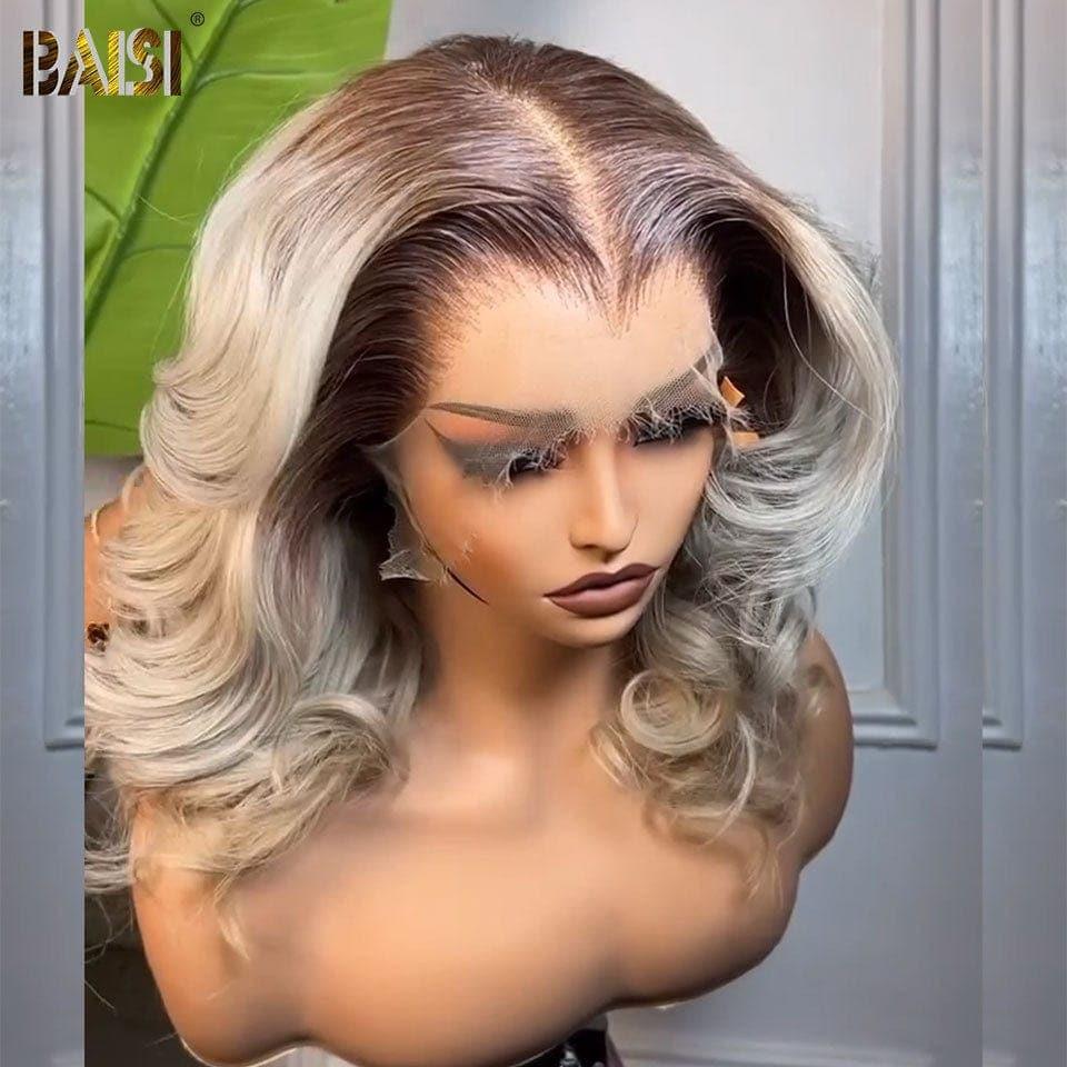 BAISI Poivre et Sel 13x4 Frontal Body wave 16 pouces En Couleur marron4#/gris