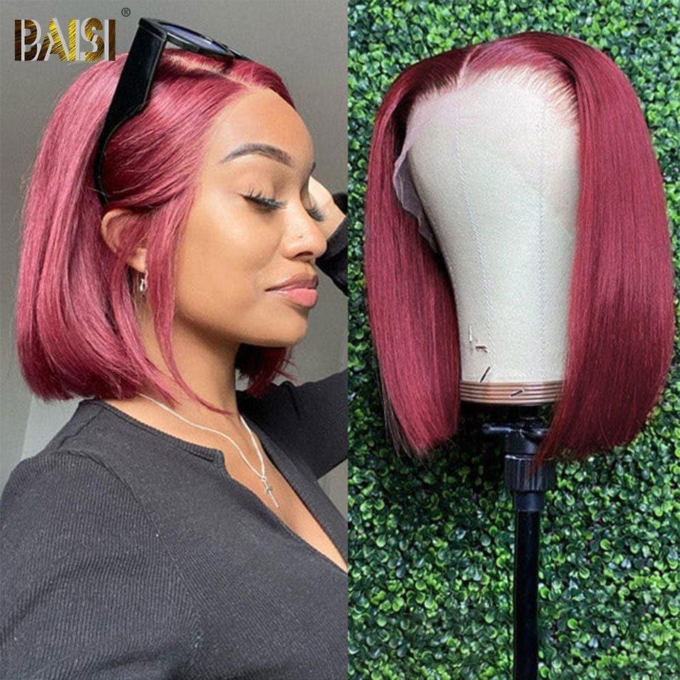 BAISI 99J Perruque BOB  Lisse Rouge Bordeaux B