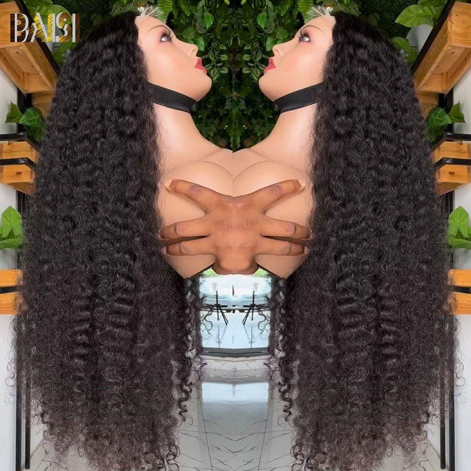 BAISI Bouclé Deep Wave 13x4 Densité 250% avec frontale Perruque de luxe haute de gamme plus de 10 ans d' utilisation