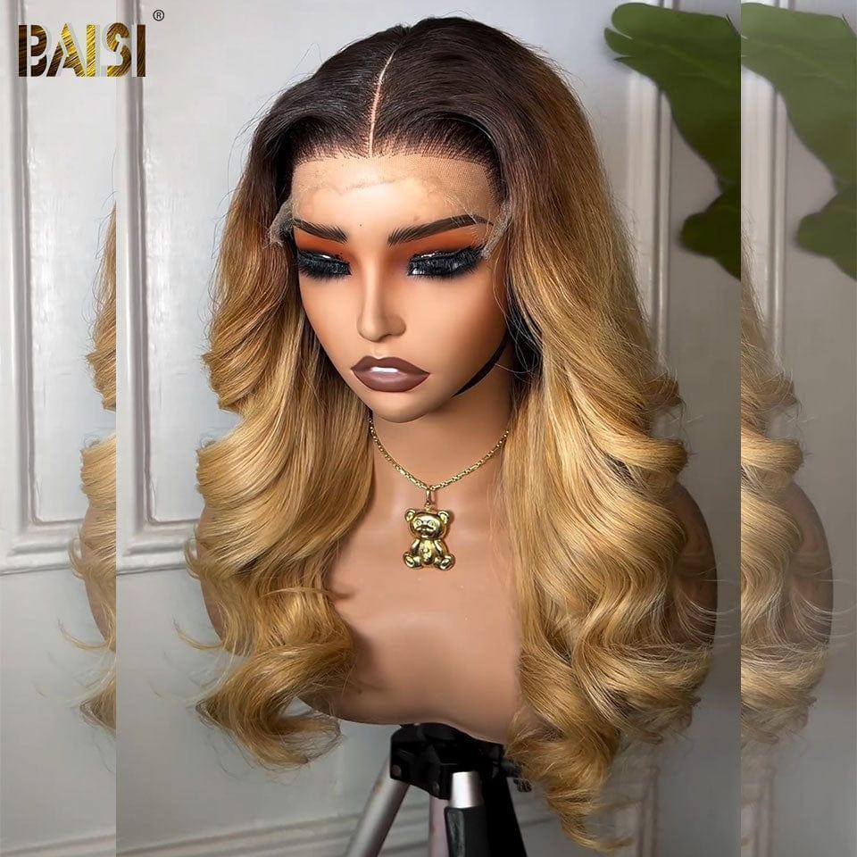 BAISI Perruque Personnalisée Couleur 1B/#27  De Haute Qualité Natural Wave/Loose Wave Cheveux Humains, Livraison Gratuite