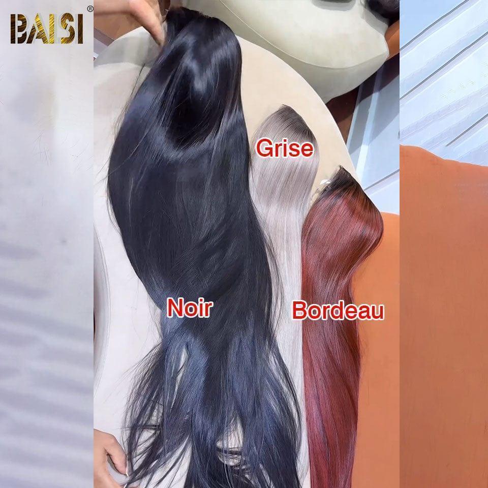 BAISI 13X4 Peruca Lisa Frontal em Preto 20 Polegadas 109€ e 4 cores: preto, cinzento, bordeaux ou castanho 30 Polegadas em 100% cabelo humano verdadeiro