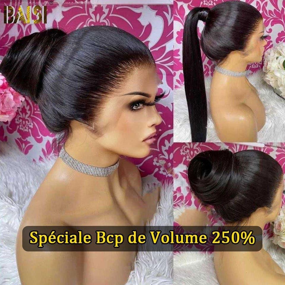 BAISI Bouclé Lisse 13x4 Densité 250% avec frontale Perruque de luxe haute de gamme plus de 10 ans d' utilisation  Full Lace Perruques