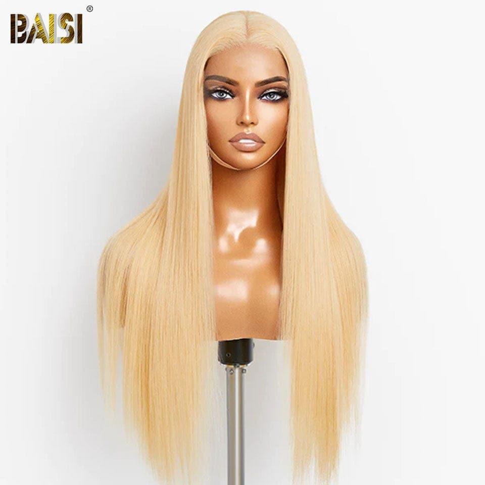 BAISI 13x4 Frontal Perruque Lisse En Blonde #613 Pré-plucked Pas Besoin de Colle en 100% Raw Hair Lace déjà couper