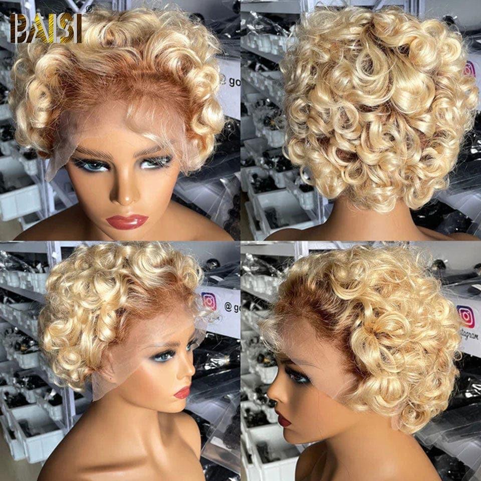 Parrucca bob a onda naturale frontale 13X4 BAISI colore # 4 # 613 in 100% veri capelli umani
