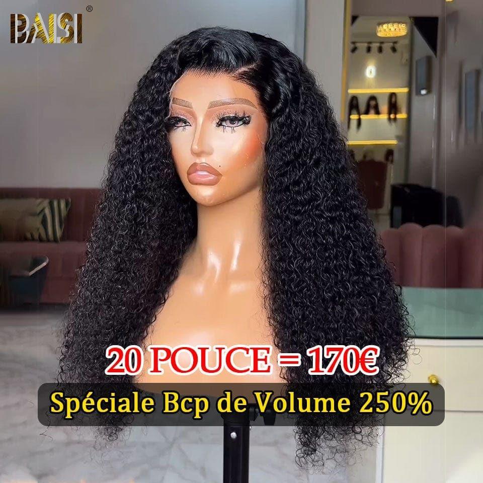 BAISI Bouclé Curly 13x4 Densité 250% avec frontale Perruque de luxe haute de gamme plus de 10 ans d' utilisation