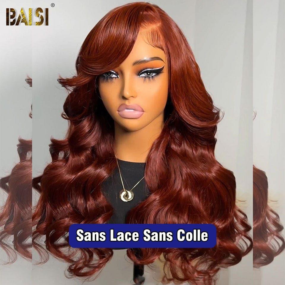 BAISI 13x4 Frontal Body Wave Wig in color #350 Pre-Plucked No Glue Needed in 100% Raw Hair Lace Already Cut