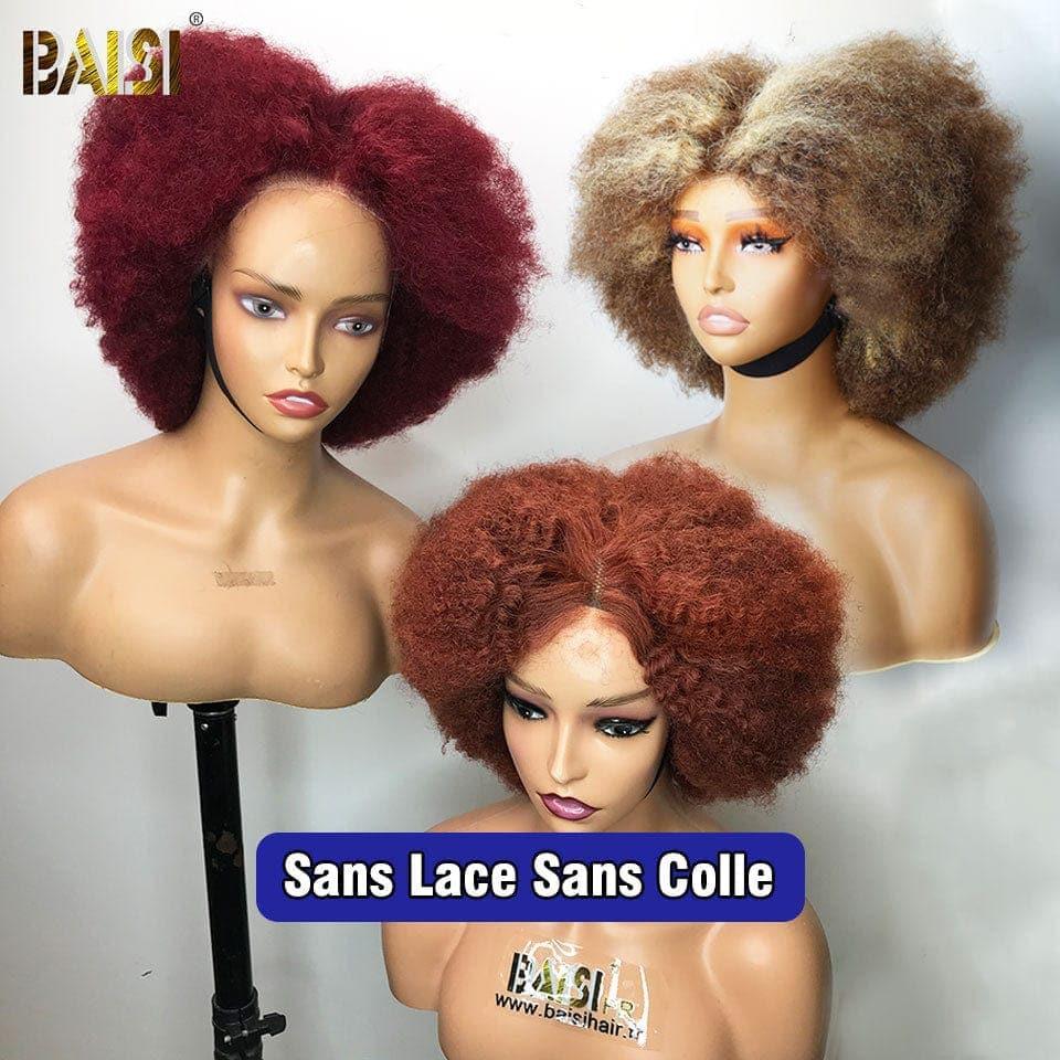 BAISI 13x4 Afro BCP Wig in Colors Pre-Plucked No Glue Needed in 100% Raw Hair Lace Already Cut
