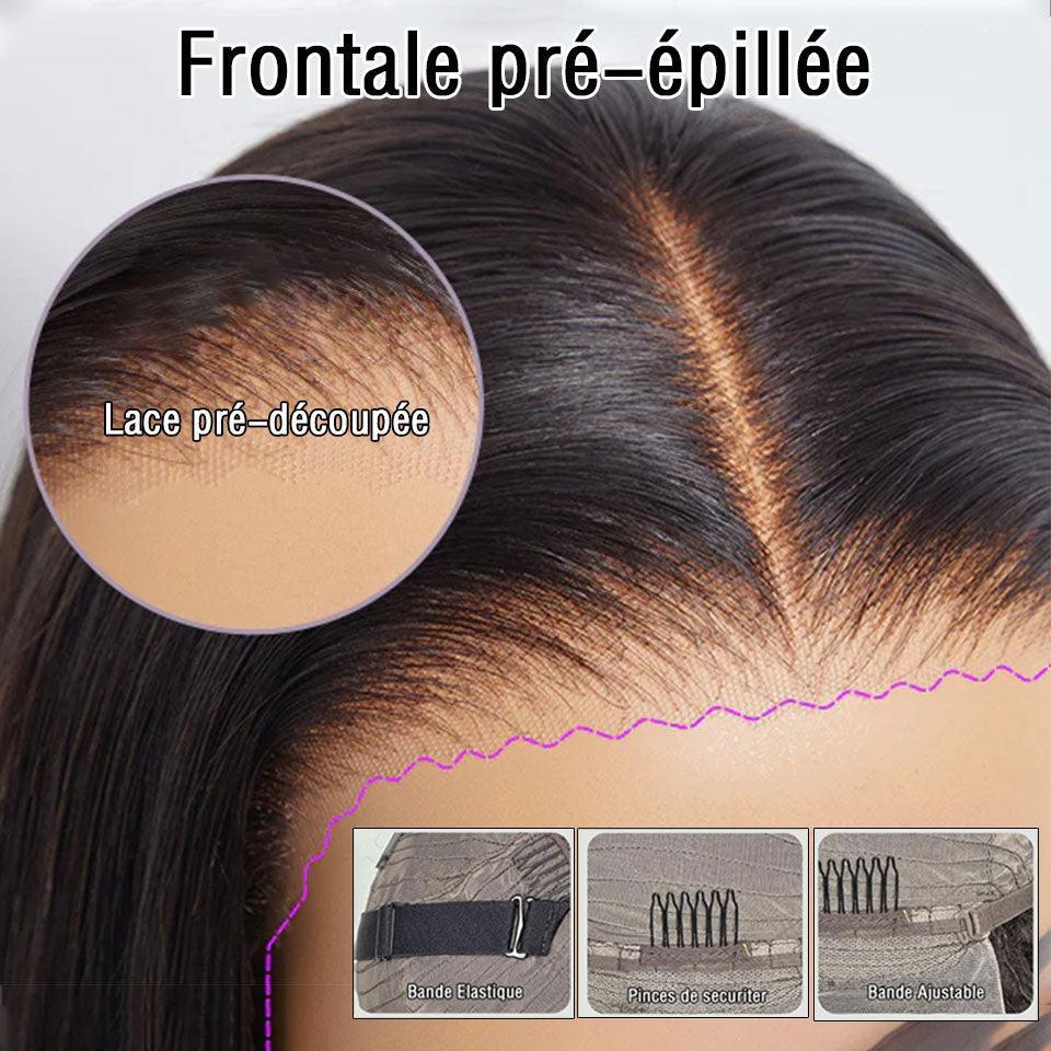 BAISI 13X4 Perruque Lisse Pré-plucked lace invisible frontale pré-épillées résultat impeccable 100% vrais cheveux humains 4C