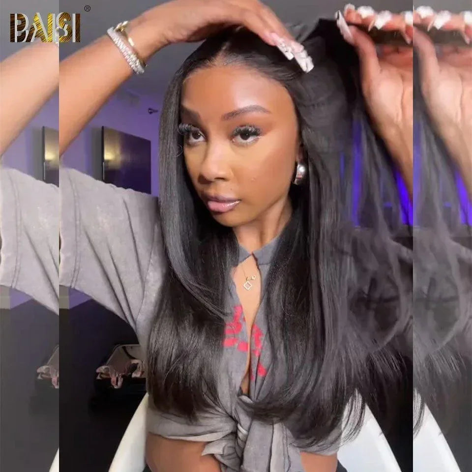 BAISI Frontal 13x6 Peruca Lisa 20 Polegadas 175€ Pré-desfiada Sem Cola em 100% Raw Hair Lace já cortada B