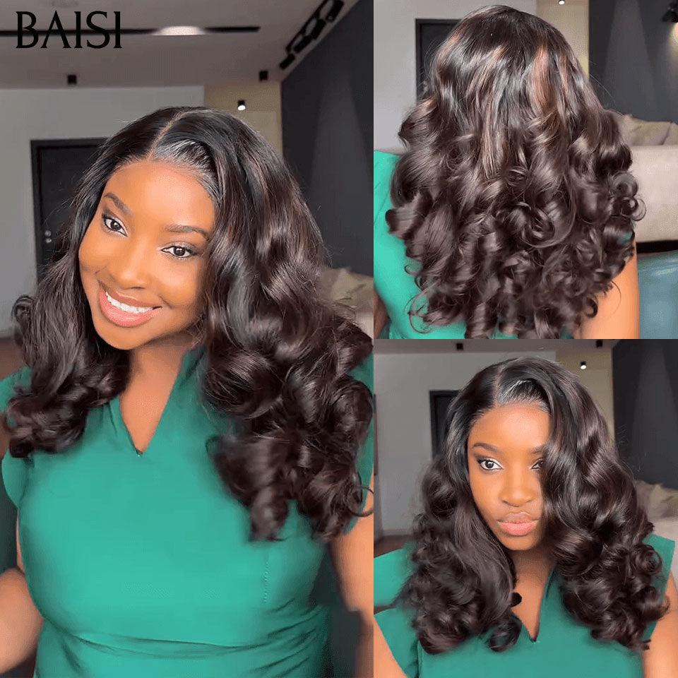 BAISI Perruque  bouclés Egg wave NOIR 300% haute densité personnalisé en 100% Cheveux Humains