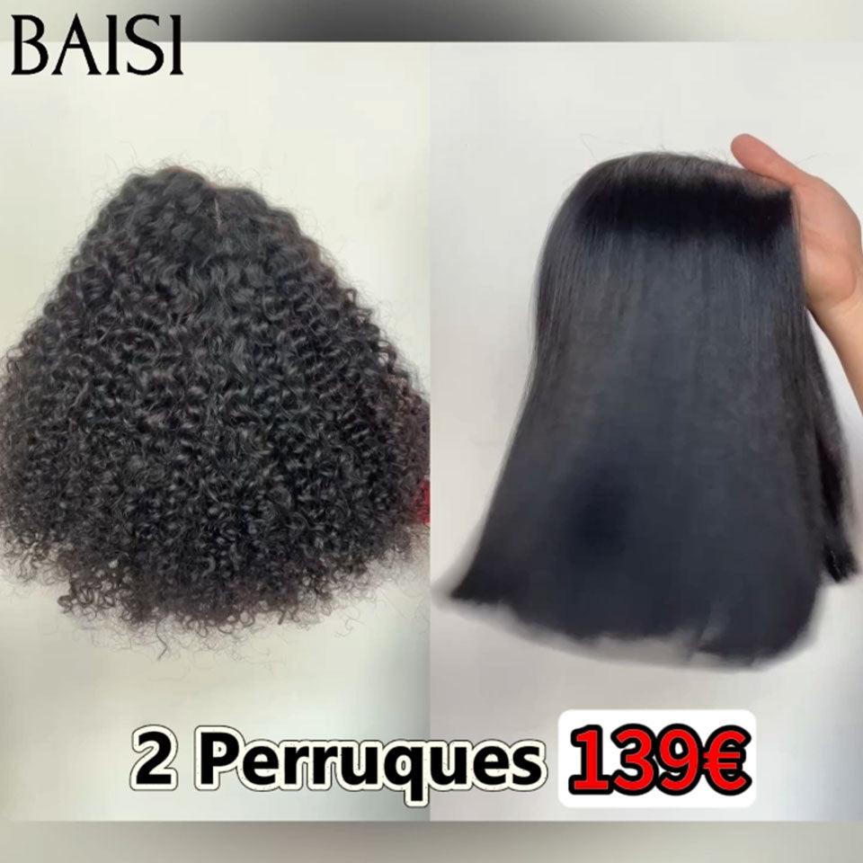 BAISI Promo Limitata 2 parrucche 139€ T-part riccia a onde e 2x6 lace lisce 8 Pollici in 100% veri capelli umani
