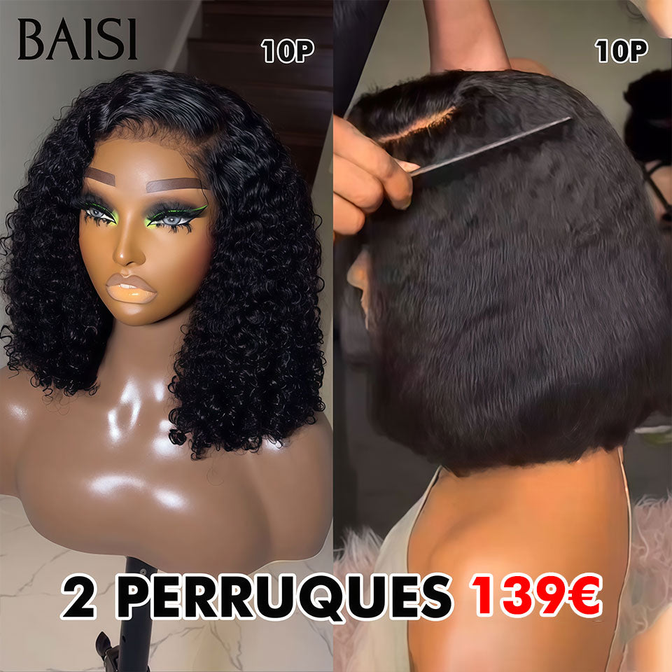 BAISI vendita lampo 2 parrucche 139 euro 13x4 lace frontal curly wave e kinky straight in 100% capelli umani veri