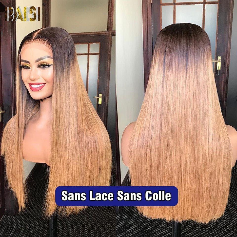 BAISI Achetez 2 perruques minimum au prix d'usine fournisseur 13x4 Lace Frontal Perruque Lisse En Couleur #1B#4#27 Sans Colle Lace déjà couper Facile à Porter  En 100% Cheveux Humains (Pas Besoins De Code)