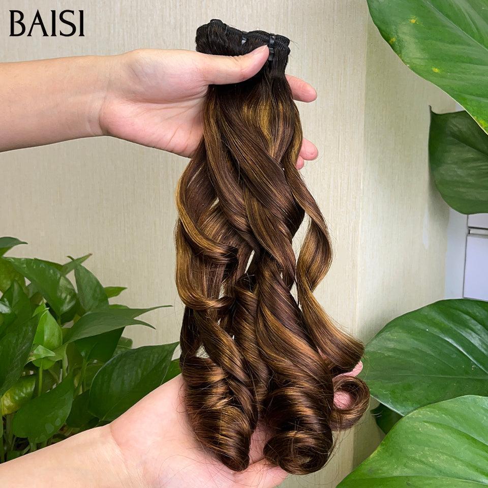 BAISI 15A Grau 3 Feixes de Cabelo Virgem 100% Vietname, Cabelo Duplamente Selecionado Fumi Hair, Spring Curly 4#30#