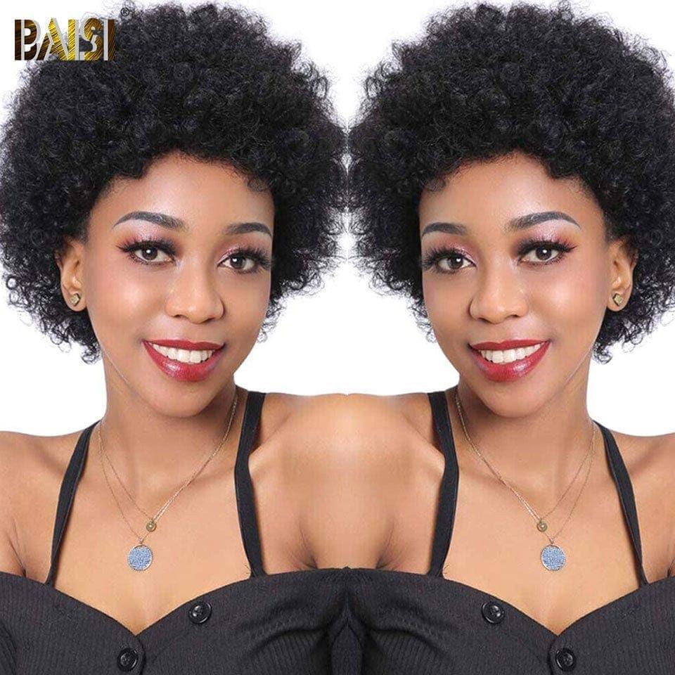 Parrucca BAISI Pixie 13x4 frontale in pizzo Kinky Straight Nera o arancione in capelli umani al 100% F-905