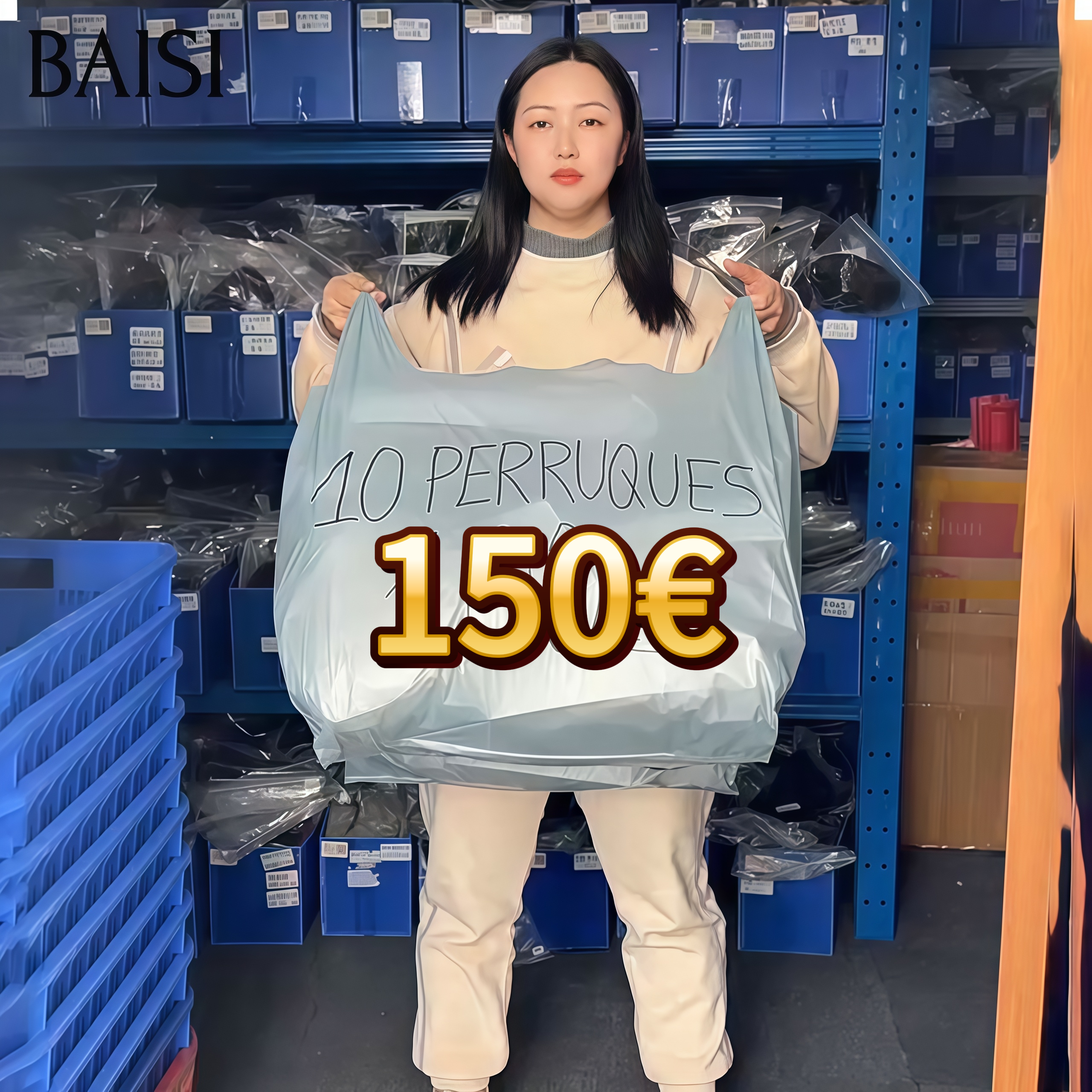 BAISI PROMO 3 coupes 100€ ou 10 Perruques 150€ Le plus BAS PRIX en 100% Blended Hair stocks limité liquidation soldes sans retour