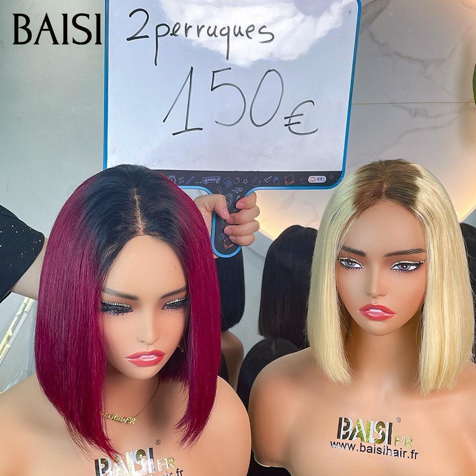 BAISI HAIR FR 2 Perruques 13X4 Blonde et 4X4 curly 8 Pouces et  2 perruques lots 150€ ou 2X6 lace Lisse 8Pouces 1BT99J# et 4T613# En 100% Cheveux Humains