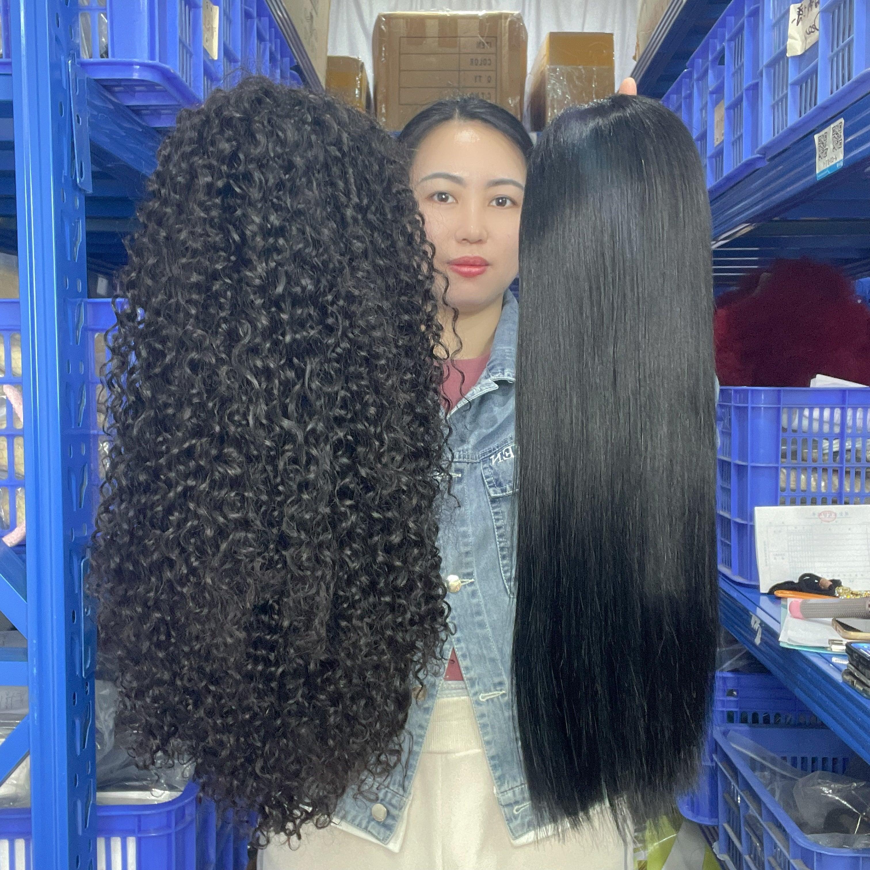 BAISI Prix en Gros pour Revendre Lot De 3 Perruques Abordable 229€ Moitié Prix 4X4 lace curl et Body wave et Lisse En 100% Cheveux Humains De Bonne Qualité En mèche brésilians Indians En Promotion MP50