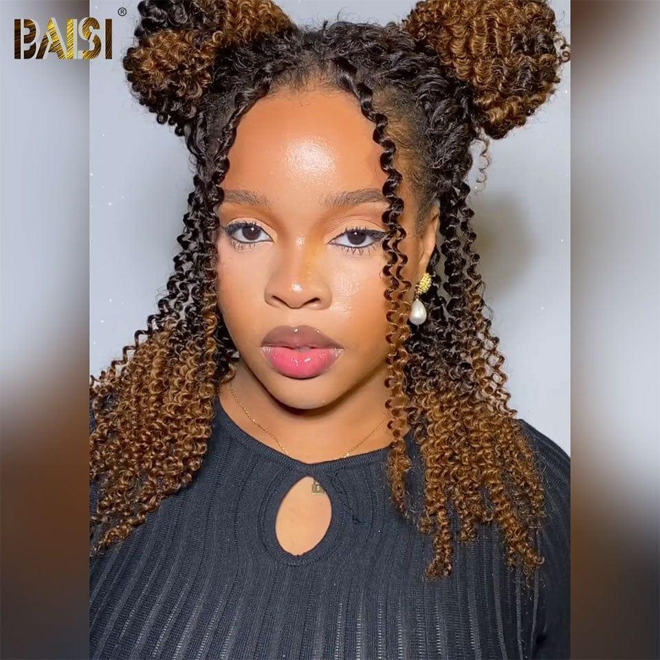 BAISI 13X4 Perruque Curly Wave NOIR Mix marron 1B#30# 18 pouces 189€ 300% Densité  en 100% Cheveux Humains