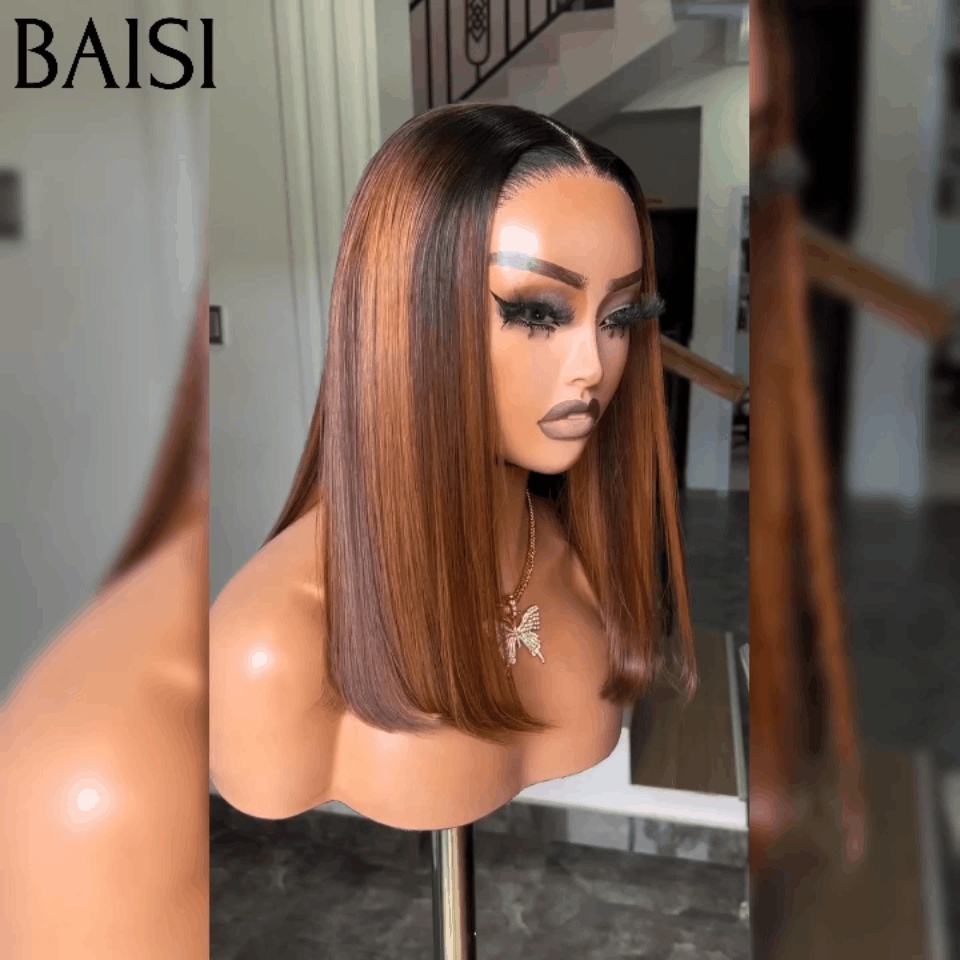 Parrucca di lusso diritta BAISI 2X6 1B4/30# CAPELLI VIETNAM AL 100% 250% ad alta densità in capelli umani al 100%