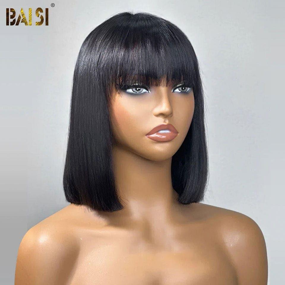 BAISI Promoção limitada: compre 1 + 1 grátis, renda lisa 2x6 de 10 polegadas castanho e preto ou 2 perucas por 119€ em 100% cabelo humano verdadeiro