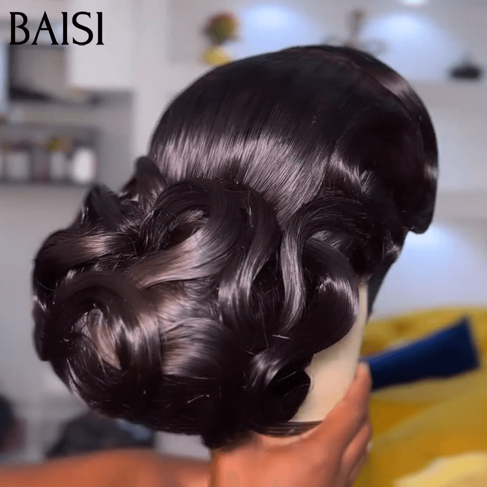 BAISI Coiffure de luxe Linda ou Emma Perruques Mariage Prête à porter chignon et personalisation comme sur la vidéo 100% identique avec lace frontale pour mariage ou événement spécial  BS120
