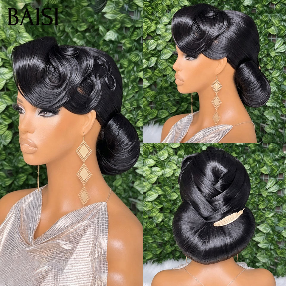 BAISI Coiffure de luxe Sophie Perruques Mariage Prête à porter chignon et personalisation comme sur la vidéo 100% identique avec lace frontale pour mariage ou événement spécial