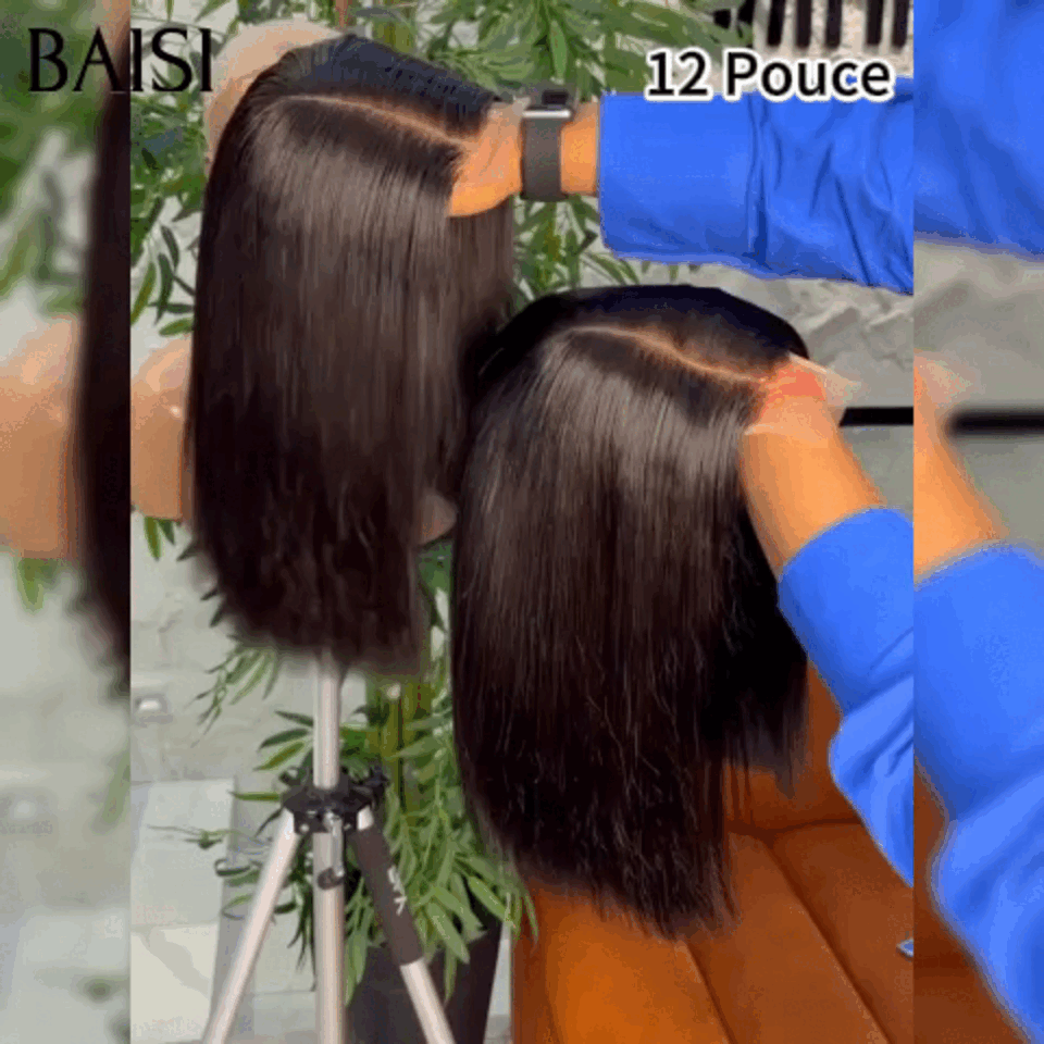 BAISI Perruques de Luxe Reçu 48H 100% Viêtnam Hair 2X6 Lace 79€ Perruque BOB Noir Lisse Vietnam Hair 250% densité plus de 20 ans d' utilisations