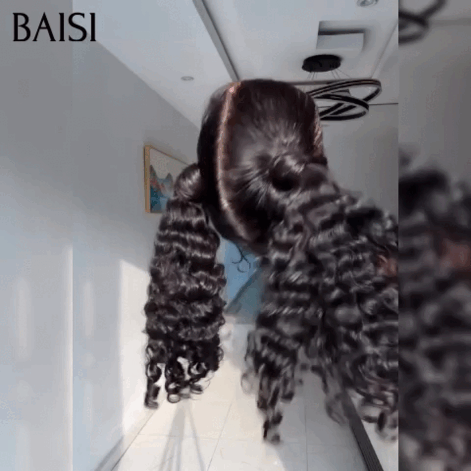 BAISI Perruque Full Lace 100% Cheveux Naturels Full Lace  Perruque de luxe haute de gamme plus de 10 ans d' utilisation deep wave 100% Cheveux Humains