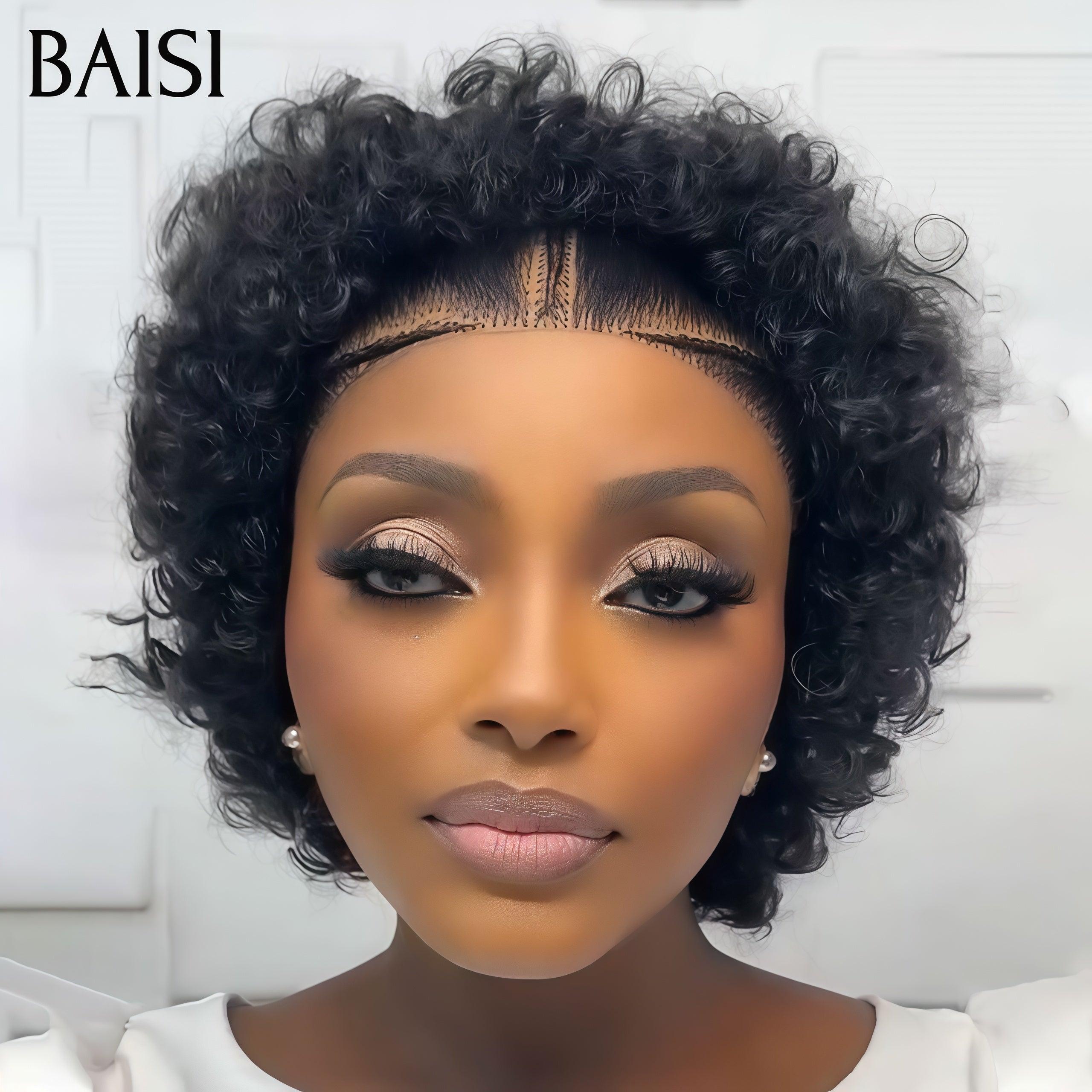 BAISI Grande lace frontale avec natte prête à porter sans colle simple et efficace résultat beau et naturel ou  perruque bouclée 85€