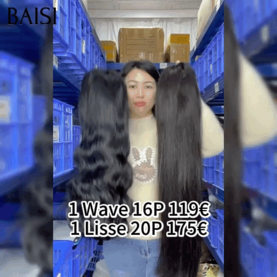 BAISI 13X6 lace frontal Perruque Body Wave 16 Pouces 119€ ou Lisse 20 Pouces 175€ en Couleur noir En 100% Vrais Cheveux Humais  Code : BS120