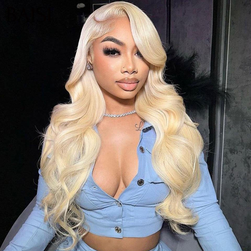 BAISI 13X4 Parrucca Frontale Body Wave in Biondo 613# o 4#613# in 100% Capelli Umani Veri