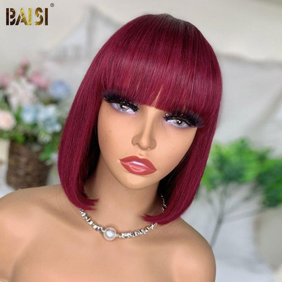 BAISI HAIR FR DE luxe Bob liso com franja mista 4/27# 8 polegadas 79€ ou 2 cortes chineses preto e vermelho 99€ em 100% cabelo humano