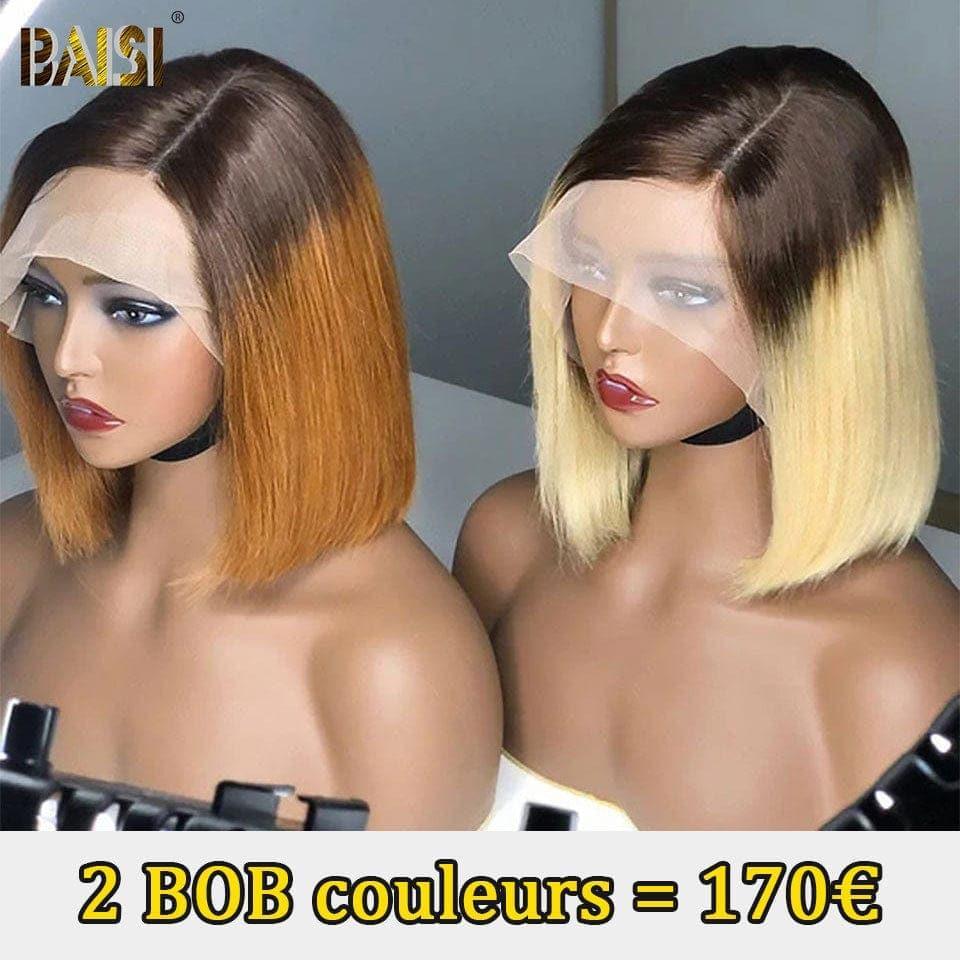 BAISI HAIR FR peruca bob castanha e loira em promoção, 100% cabelo humano verdadeiro