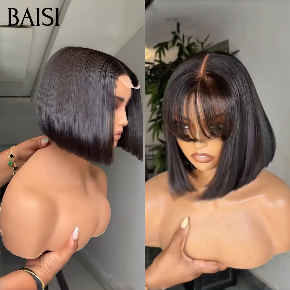 BAISI Lot de perruques Achetez 2 Gagnez 3 = 188€ Ou Lot de 4 Perruques 8 Pouces 269€ 13x4 lace frontal bob lisse 16 Pouces Différentes Modèles Mélangées Très Facile à Revendre en 100% Cheveux Humains