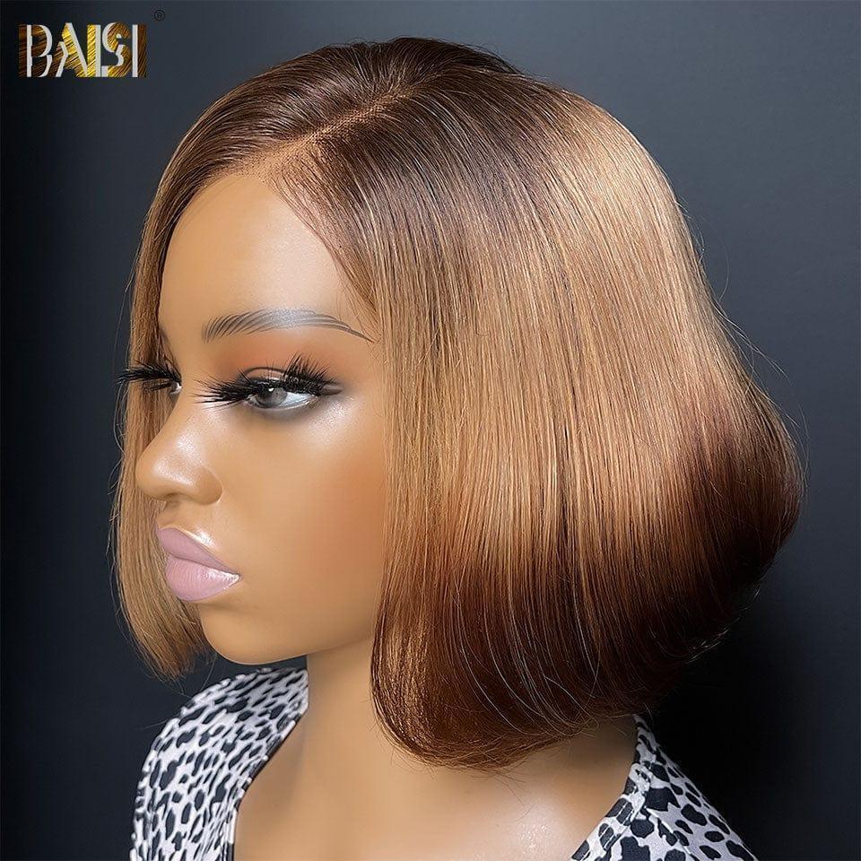 BAISI  Perruque Lisse bob Coupe personnalisée 10 pouces 98€ Pré-plucked Pas Besoin de Colle en 100% Raw Hair Lace déjà couper 300% densité plus de 20 ans d' utilisations FR38