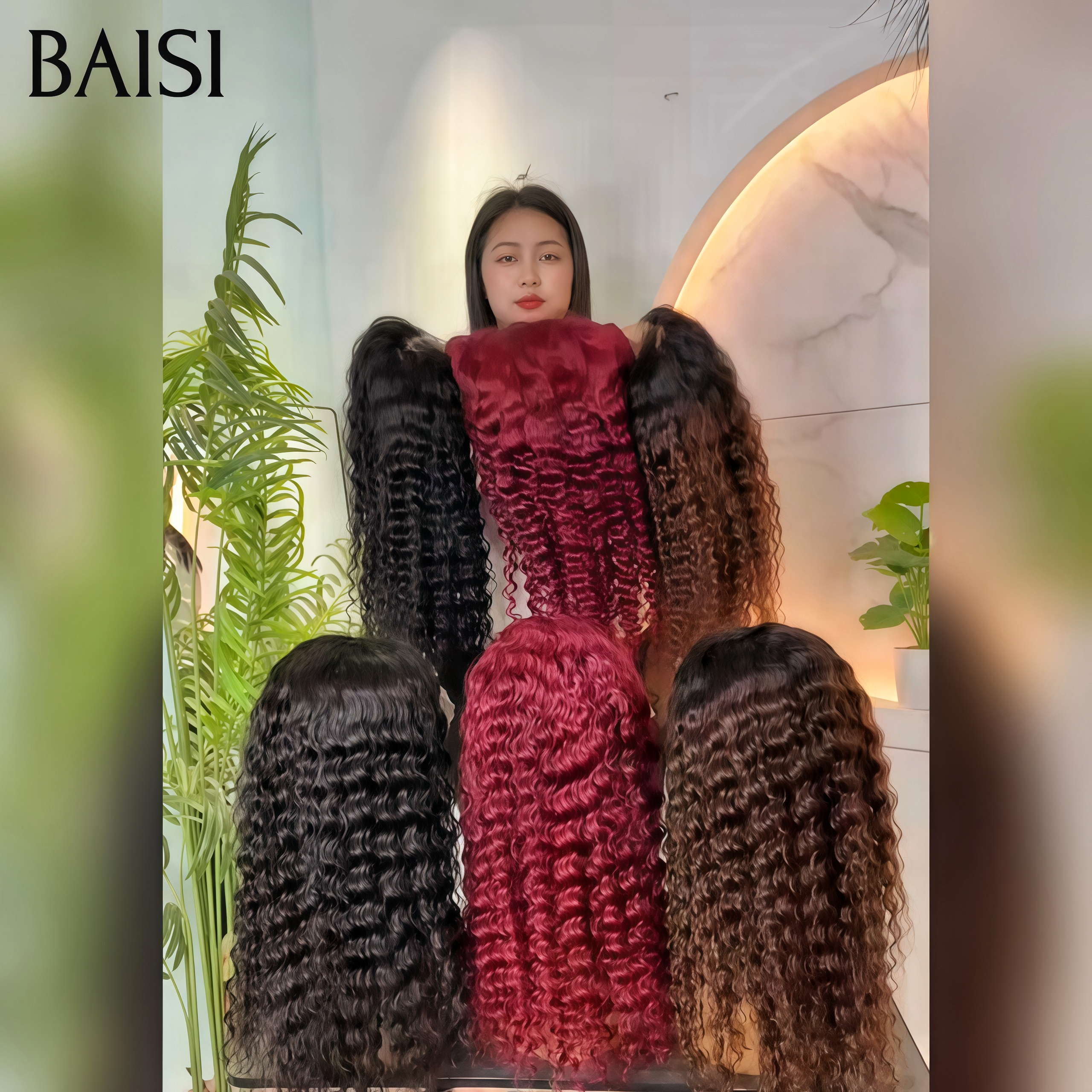 BAISI pour revendre 3 perruques 200€ 3 couleurs NOIR et Bordeaux et Marron 1BT4# avec 13x4 lace frontal en 100% vrais cheveux humains