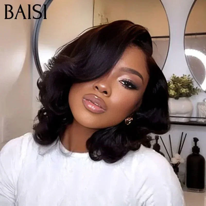BAISI 13x4 Parrucche ricci rimbalzanti di lusso da 10 pollici Realizzate con capelli Vietnam a doppia stiratura Densità del 300% oltre 20 anni di utilizzo FR38