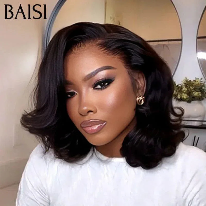 BAISI 13x4 Parrucche ricci rimbalzanti di lusso da 10 pollici Realizzate con capelli Vietnam a doppia stiratura Densità del 300% oltre 20 anni di utilizzo FR38