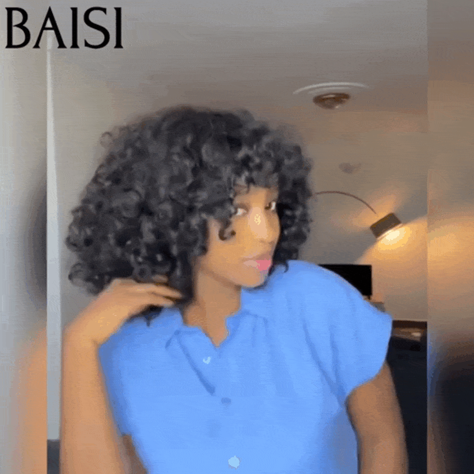 BAISI  Perruque Bob EGG wave avec Frange 10 Pouces 95€ en Noir Sans Lace en 100% Cheveux Humains