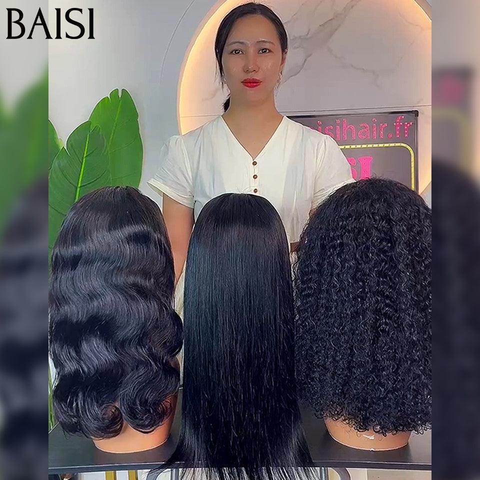 BAISI Conjunto de 3 perucas 4X4 lace 18 polegadas, liso, cacheado e body wave em 100% cabelo humano verdadeiro 199 euro FR38