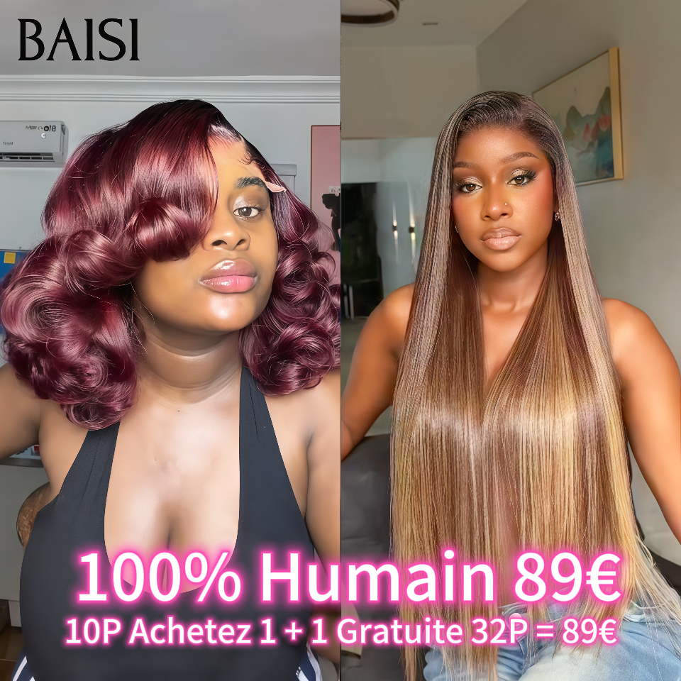 BAISI 10P Achetez 1 + 1 Gratuite 32P = 89€ Egg wave 100% Humain et Lisse blended hair sans retour