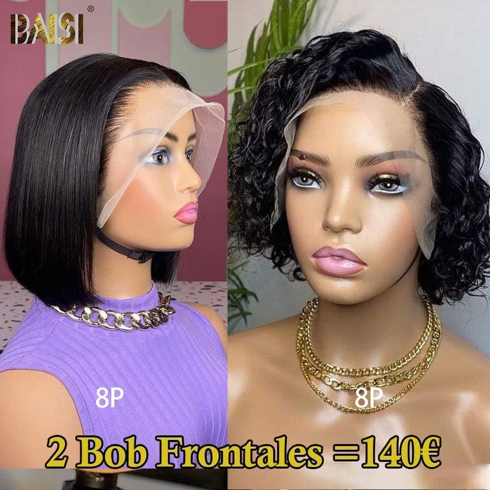 BAISI 13x4 lace frontal liscio 10 pollici 68€ o 2 parrucche Lace Frontal 8 pollici in 100% capelli umani veri