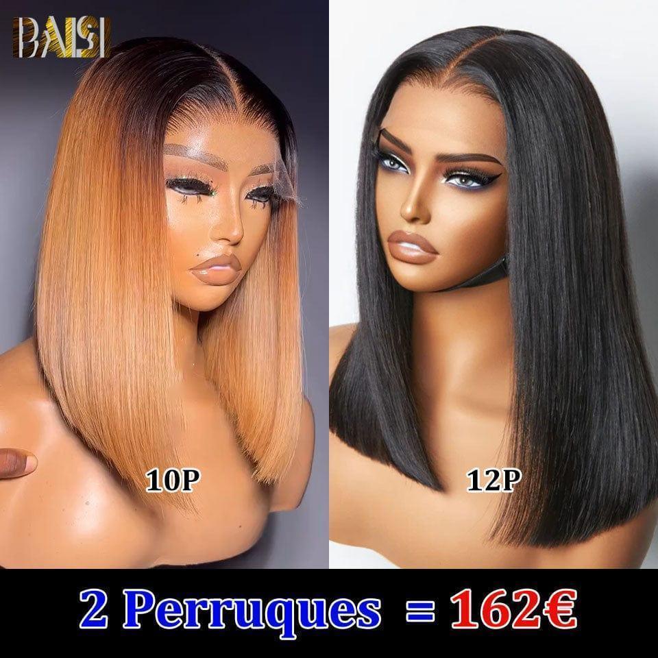 BAISI 1 Perruque 4X4 lace closure 8 pouce 69€ ou 2 Perruques pour revendre 162€  en 100% vrais cheveux humains