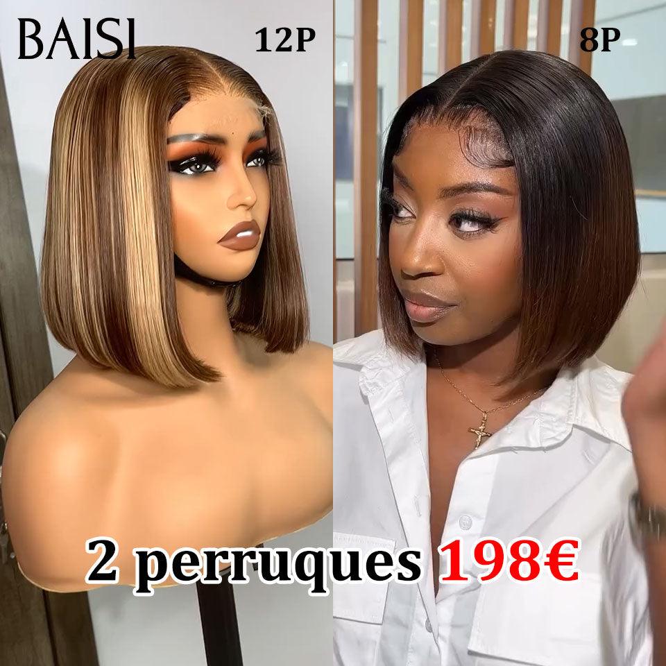 BAISI SDD 100% Capelli Vietnamiti Bob 86€ parrucca bob liscia colore 2X6 lace 1BT4# 8 pollici e 13X4 lace 4/27# 12 pollici in saldo in 100% veri capelli umani 198€ Codice: BS50