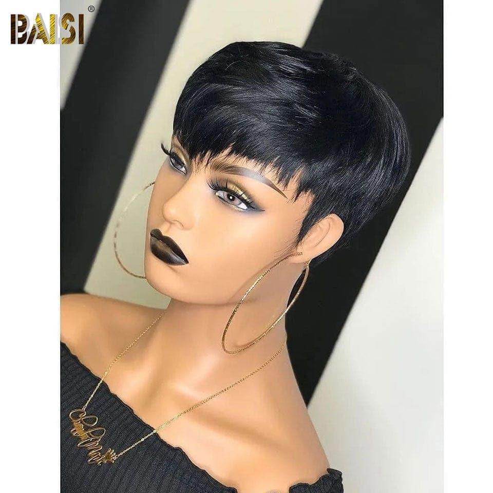 BAISI Promoção limitada: compre 1 + 1 grátis, renda lisa 2x6 de 10 polegadas castanho e preto ou 2 perucas por 119€ em 100% cabelo humano verdadeiro